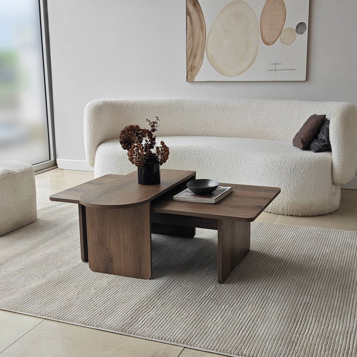 Hanah Home Juego de Mesas de Café Paris - Bronce y Nogal